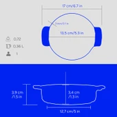 Lava Döküm Yuvarlak Güveç Kabı Döküm Demir Yekpare Çift Kulplu Edition Serisi Çap(Ø)14cm.  Mavi - 5