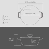 Lava Döküm Yuvarlak Tencere Döküm Demir Kapak Experience Majolik Serisi Çap(Ø)28cm  Gri thumbnail 5