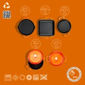 LAVA Döküm Beyaz Ahşap Sandık Hediyeli Çeyiz Seti  Turuncu thumbnail 3