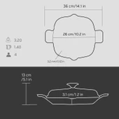 Lava Döküm Kızartma Tavası Cam Kapaklı Döküm Demir Yekpare Çift Kulplu Ölçü 26x26cm. thumbnail 3