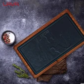 Lava Döküm Ahşap ve Döküm Demir Hot Plate Servis Tahtası. Ölçü 16x30cm. - 5