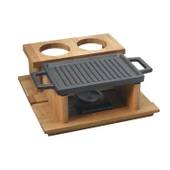 Lava Döküm Dikdörtgen Çift Yön Izgara ve Düz Yüzey Hot Plate Kayın Servis Ahşabı Ölçü 22x15cm. (Iısıtıcı dahil değildir) thumbnail 7