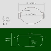 Lava Döküm Oval Tencere. Trendy Serisi Ölçü 23x29cm.  Yeşil thumbnail 5
