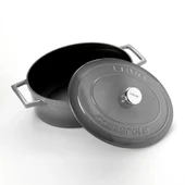 Lava Döküm Oval Tencere. Folk Serisi Ölçü 21x25cm.  Gri thumbnail 2