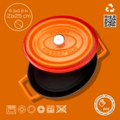 Lava Döküm Oval Tencere. Trendy Serisi Ölçü 21x25cm.  Turuncu thumbnail 4