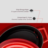 Lava Döküm Oval Tencere. Trendy Serisi Ölçü 21x27cm.  Kırmızı thumbnail 6