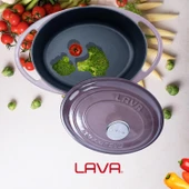 Lava Döküm Oval Tencere Döküm Demir Kapak Heritage Serisi Ölçü 22x28cm.  Mor thumbnail 8