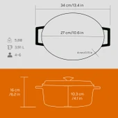 Lava Döküm Oval Tencere. Trendy Serisi Ölçü 21x27cm.  Turuncu thumbnail 5