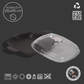 Lava Döküm Kızartma Tavası Cam Kapaklı Döküm Demir Yekpare Çift Kulplu Ölçü 26x26cm. thumbnail 2