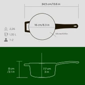 Lava Döküm Yuvarlak Sos Tenceresi Cam kapaklı, Metal Saplı. Glaze Serisi Çap(Ø16 cm.  Yeşil thumbnail 5