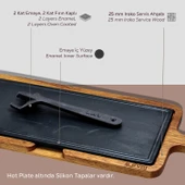 Lava Döküm Ahşap ve Döküm Demir Hot Plate Servis Tahtası. Ölçü 17x37cm. - 4