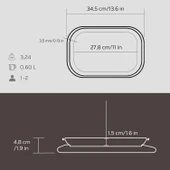 Lava Döküm Dikdörtgen Servis Tabağı ve Kayın Servis Ahşabı. Ölçü 32x20cm. thumbnail 3