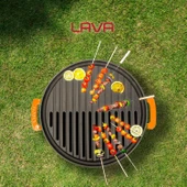 Lava Döküm Yuvarlak Mangal Izgara Set Döküm Demir Yekpare Çift Kulplu Çap (Ø)36cm. Kırmızı - 8