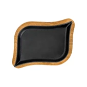 Lava Döküm Dikdörtgen Servis Tabağı ve Ahşap altlığı. Ölçü 13x19cm. - 3