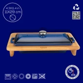 Lava Döküm Ekmek Tenceresi / Kayın Ağacı Servis Standı / Terrine Serisi. Ölçü 11x29cm.  Mavi thumbnail 4