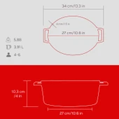 Lava Döküm Oval Tencere. Edition Serisi Ölçü 21x27cm.  Kırmızı thumbnail 5