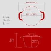 Lava Döküm Yuvarlak Tencere Döküm Demir Kapak Experience Serisi Çap(Ø)23cm  Kırmızı thumbnail 5