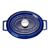 Lava Döküm Oval Tencere Döküm Demir Yekpare Kulplu Premium Serisi Ölçü 23x29cm.  Mavi thumbnail 4