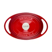 Lava Döküm Oval Tencere Döküm Demir Kapak Heritage Serisi Ölçü 22x28cm.  Kırmızı thumbnail 2