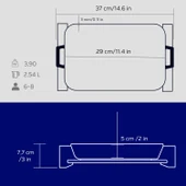 Lava Döküm Dikdörtgen Rosto ve Fırın Tepsisi Kayın Servis Ahşabı Döküm Demir Yekpare Çift Kulplu Ölçü 22x30cm.  Mavi - 5