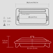 Lava Döküm Ekmek Tenceresi / Kayın Ağacı Servis Standı / Terrine Serisi. Ölçü 11x29cm.  Kırmızı thumbnail 5