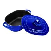 Lava Döküm Oval Tencere Döküm Demir Kapak Experience Majolik Serisi Ölçü 24x33cm.  Mavi thumbnail 2