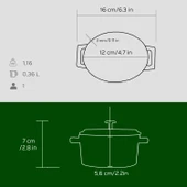 Lava Döküm Mini Oval Tencere. Trendy Serisi Ölçü 9x12cm.  Yeşil thumbnail 5