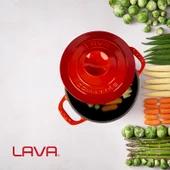 Lava Döküm Yuvarlak Tencere Döküm Demir Kapak Experience Serisi Çap(Ø)23cm  Kırmızı thumbnail 7