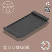 Lava Döküm Dikdörtgen Servis Tabağı. Siyah Renk. Ölçü 13x25cm. - 2