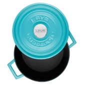 Lava Döküm Yuvarlak Tencere Döküm Demir Yekpare Kulplu Spring Serisi Çap(Ø)24cm.  Turkuaz thumbnail 2