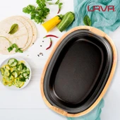 Lava Döküm Oval Fajita Tabağı Kayın Servis Ahşabı Ölçü 12x19cm. thumbnail 5