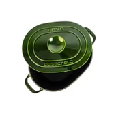 Lava Döküm Oval Tencere Döküm Demir Kapak Experience Majolik Serisi Ölçü 24x33cm.  Yeşil - 3