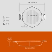 Lava Döküm Yuvarlak Izgara Tavası Döküm Demir Yekpare Çift Kulplu Çap(Ø)30cm.  Turuncu thumbnail 5
