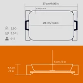 Lava Döküm Dikdörtgen Rosto ve Fırın Tepsisi Kayın Servis Ahşabı Döküm Demir Yekpare Çift Kulplu Ölçü 22x30cm.  Turuncu - 5