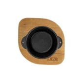 Lava Döküm Yuvarlak Sufle / Sos Kabı ve Ahşap Altlığı. Çap(Ø)8cm. thumbnail 3