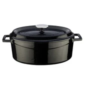 Lava Döküm Oval Tencere. Trendy Serisi Ölçü 23x29cm.  Siyah thumbnail 1