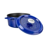 Lava Döküm Yuvarlak Tencere Döküm Demir Yekpare Kulplu Premium Serisi Çap(Ø)24cm.  Mavi thumbnail 2