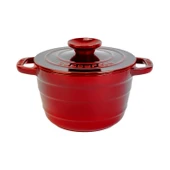 Lava Döküm Yuvarlak Tencere Döküm Demir Kapak Experience Majolik Serisi Çap(Ø)23cm  Kırmızı thumbnail 1