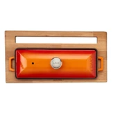 Lava Döküm Ekmek Tenceresi / Kayın Ağacı Servis Standı / Terrine Serisi. Ölçü 11x29cm.  Turuncu - 3