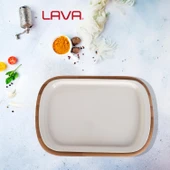 Lava Döküm Dikdörtgen Servis Tabağı ve Kayın Servis Ahşabı. Ölçü 32x20cm. thumbnail 5