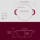 Lava Döküm Yuvarlak Tencere Döküm Demir Kapak Experience Majolik Serisi Çap(Ø)28cm  Mor - 5