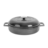 Lava Döküm Çok Amaçlı Yayvan Tencere Döküm Demir Kubbe Form Kapak Premium Serisi Çap(Ø)28cm. Gri - 1