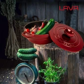 Lava Döküm Yuvarlak Tencere Döküm Demir Kapak Experience Majolik Serisi Çap(Ø)28cm  Kırmızı thumbnail 7