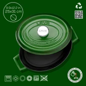 Lava Döküm Oval Tencere. Trendy Serisi Ölçü 25x31cm.  Yeşil thumbnail 4