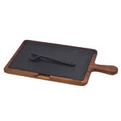 Lava Döküm Ahşap ve Döküm Demir Hot Plate Servis Tahtası. Ölçü 22x33cm. - 1