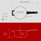 Lava Döküm Yuvarlak Sos Tenceresi Cam kapaklı, Metal Saplı. Glaze Serisi Çap(Ø16 cm.  Kırmızı thumbnail 5