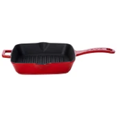 Lava Döküm Kare Izgara Tava Döküm Demir Yekpare Saplı Ölçü 20x20cm.  Kırmızı thumbnail 1