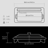 Lava Döküm Ekmek Tenceresi / Kayın Ağacı Servis Standı / Terrine Serisi. Ölçü 11x29cm.  Siyah thumbnail 5