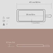 Lava Döküm Ahşap ve Döküm Demir Hot Plate Servis Tahtası. Ölçü 22x33cm. - 3
