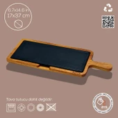 Lava Döküm Ahşap ve Döküm Demir Hot Plate Servis Tahtası. Ölçü 17x37cm. - 2